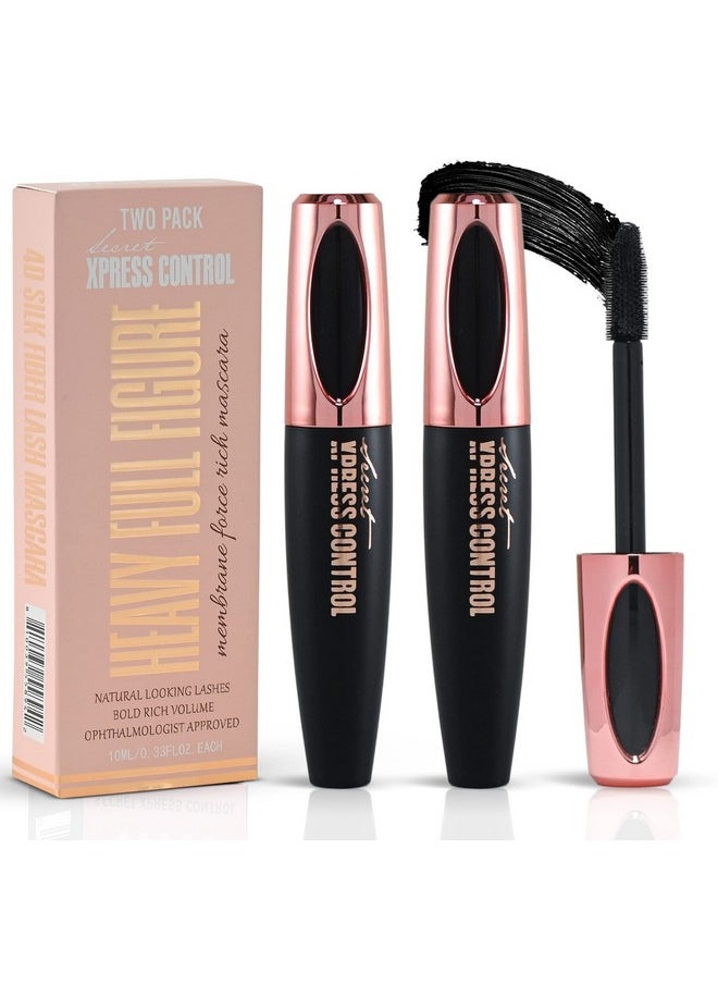 Secret Xpress Control - 4D Silk Fiber Lash Mascara Lengthening And Thick Long Lasting Waterproof & Smudgeproof All Day Exquisitely Full Long Thick Smudgeproof Eyelashes (2 Pack) - Image 1