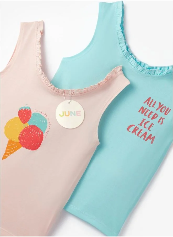 جون June Girl 2-Pack Tank Top Peach - Mint