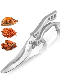 Heavy-Duty Stainless Steel Kitchen Scissors - Multi-Purpose Poultry Shears with Sharp Bone Cutting Capability, Safety Lock, Ideal for Meat, Fish, Seafood, Barbecue, and More.