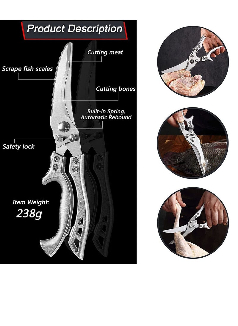 Generic - Heavy-Duty Stainless Steel Kitchen Scissors - Multi-Purpose Poultry Shears with Sharp Bone Cutting Capability, Safety Lock, Ideal for Meat, Fish, Seafood, Barbecue, and More. - Image 1