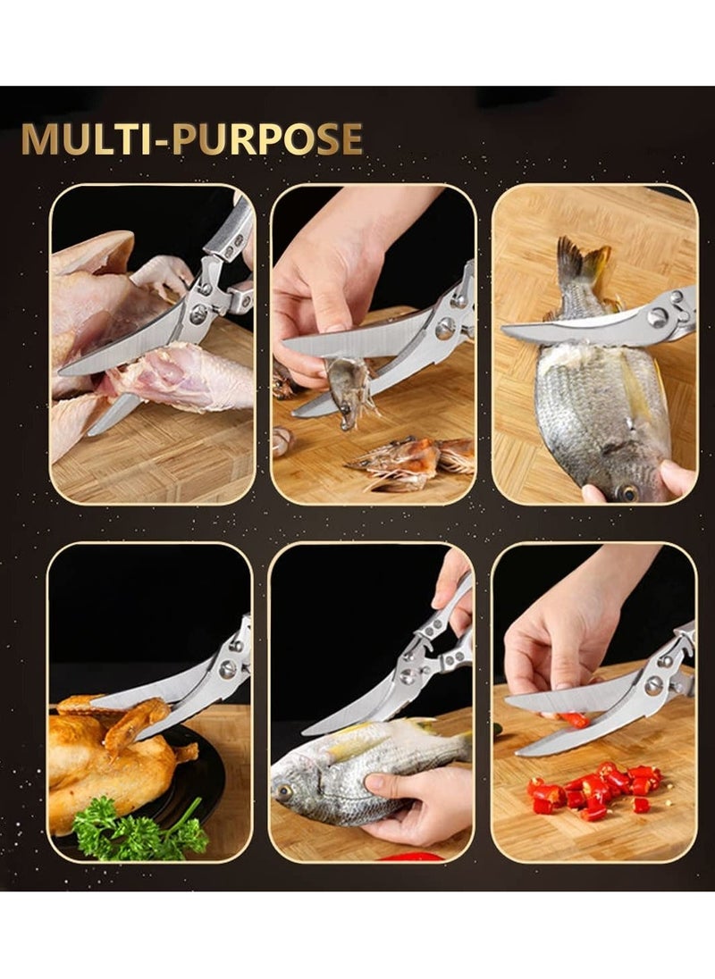 Generic - Heavy-Duty Stainless Steel Kitchen Scissors - Multi-Purpose Poultry Shears with Sharp Bone Cutting Capability, Safety Lock, Ideal for Meat, Fish, Seafood, Barbecue, and More. - Image 1