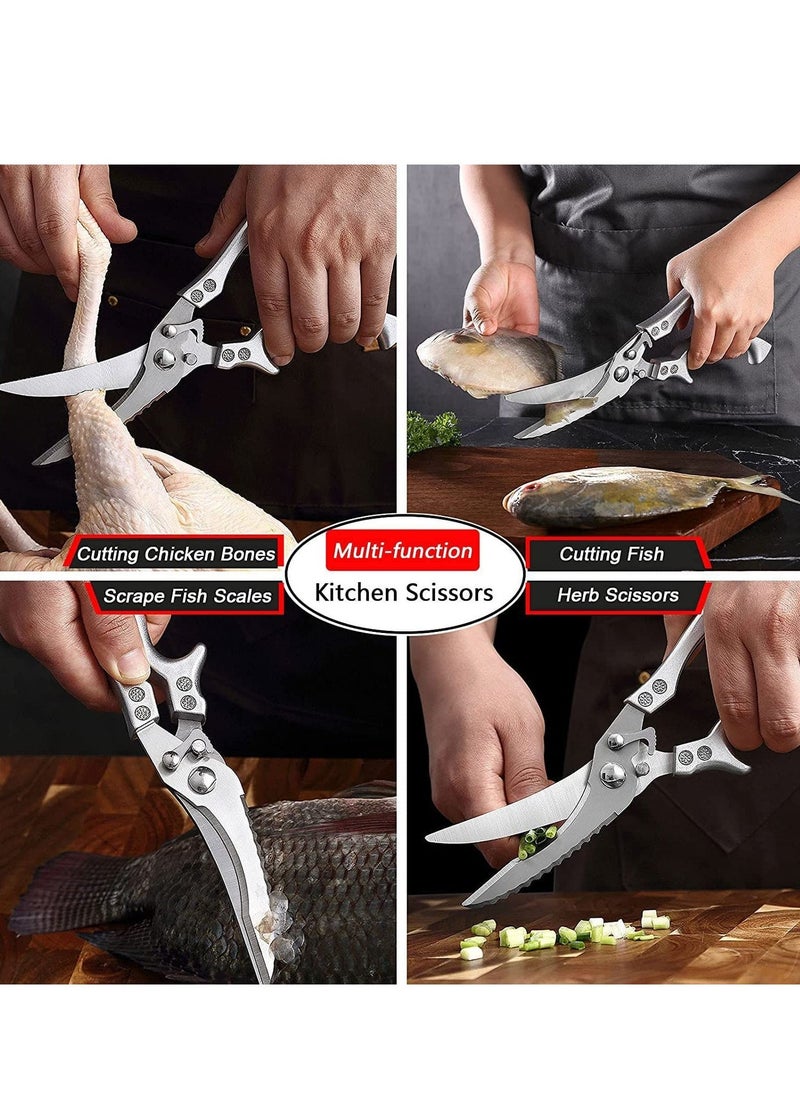 Generic - Heavy-Duty Stainless Steel Kitchen Scissors - Multi-Purpose Poultry Shears with Sharp Bone Cutting Capability, Safety Lock, Ideal for Meat, Fish, Seafood, Barbecue, and More. - Image 1