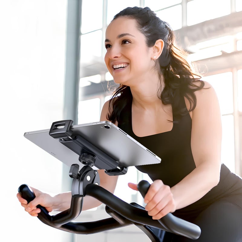 CreaDream Tablet Holder Mount for Spin Bike, Tablet Clamp for Treadmill, Indoor Stationary Bike, Stroller, Peloton, Gym Trainer Handlebar Stand Fit for iPad Pro/Air/Mini, Galaxy Tabs, Phones, 4.7-13" - Image 4