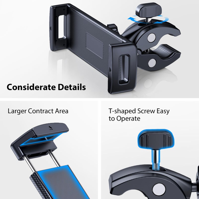 CreaDream Tablet Holder Mount for Spin Bike, Tablet Clamp for Treadmill, Indoor Stationary Bike, Stroller, Peloton, Gym Trainer Handlebar Stand Fit for iPad Pro/Air/Mini, Galaxy Tabs, Phones, 4.7-13" - Image 3