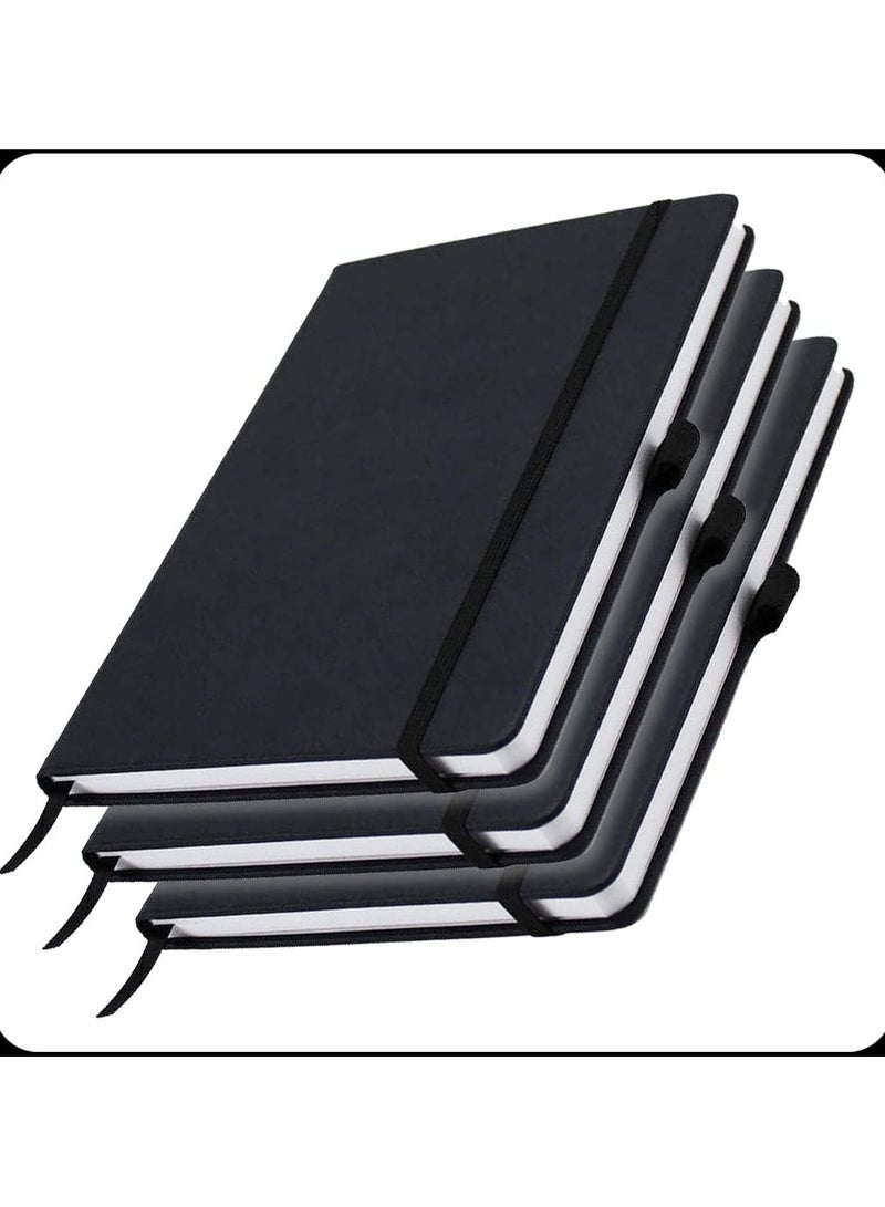 Notebook A5, Lined Pages, Black Hardcover, Writing Pad ,3 Pieces - Image 1