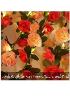 Generic Flower Rose Vine Fairy String Lights, Battery Powered Artificial Rose Flower Garland with Lights for Day Wedding Birthday Party Bedroom Home Garden Decor, 2 Pack ,50 LED  - Image 5