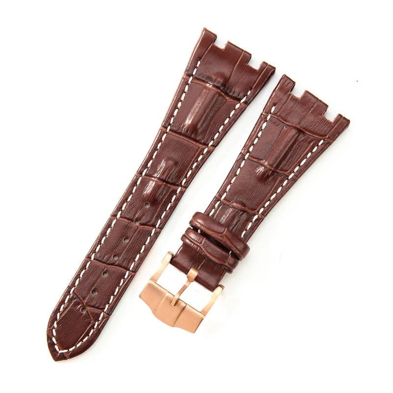 Bluejw Direct Sales Replacement Watch Strap – 28mm Crocodile-Embossed Genuine Leather Wrist Band for Smart Watch, Easy to Replace the Watch Strap - Image 1