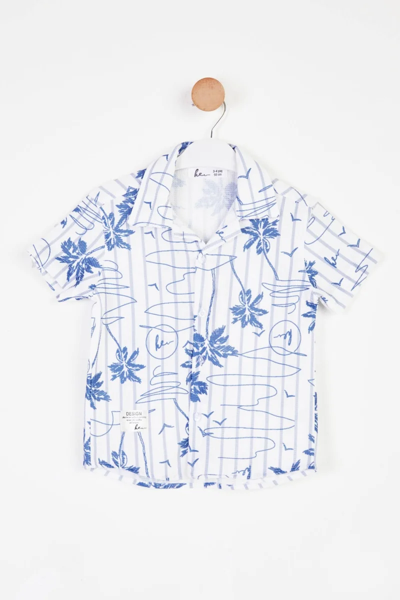 Tofisa Boy White Patterned Shirt - 25779