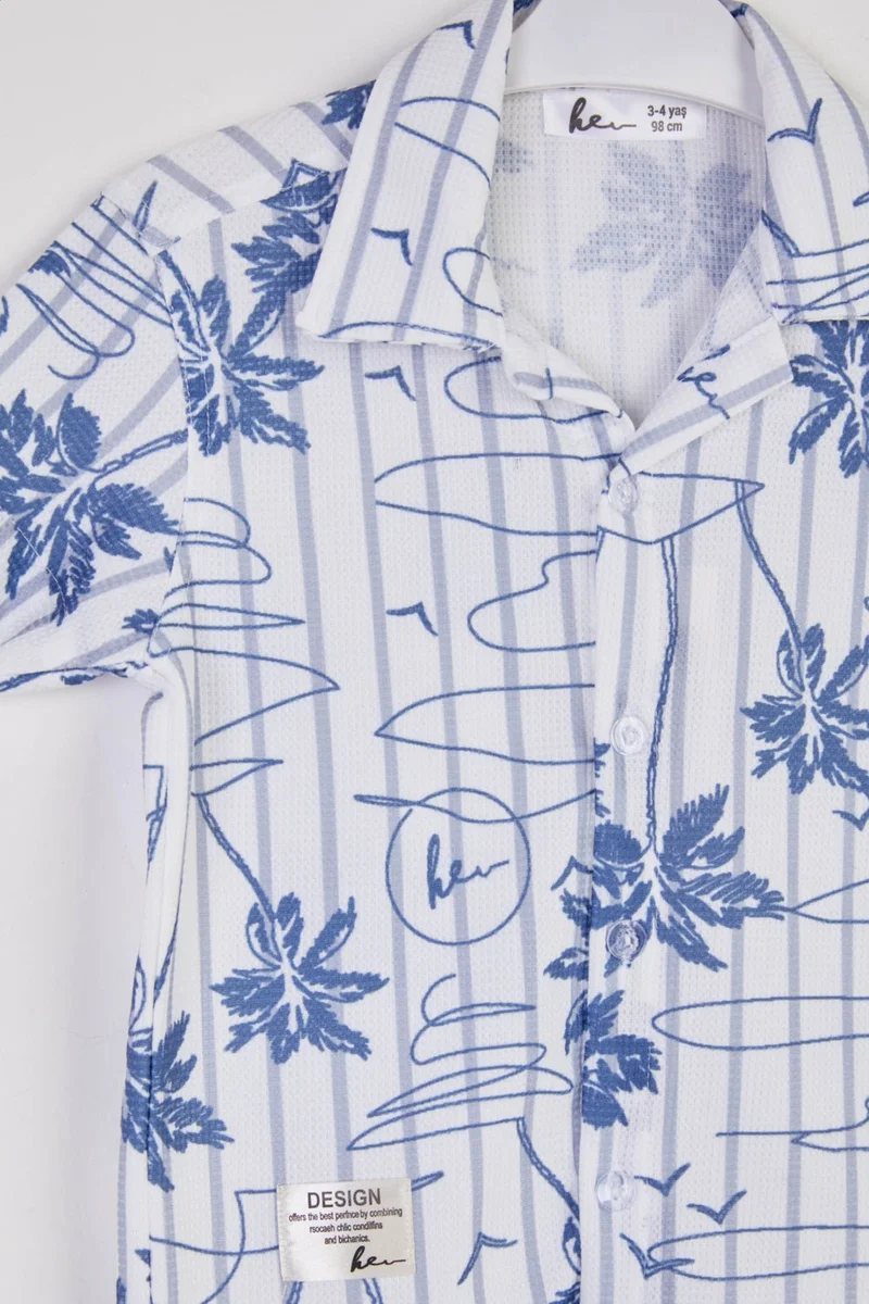 Tofisa Boy White Patterned Shirt - 25779