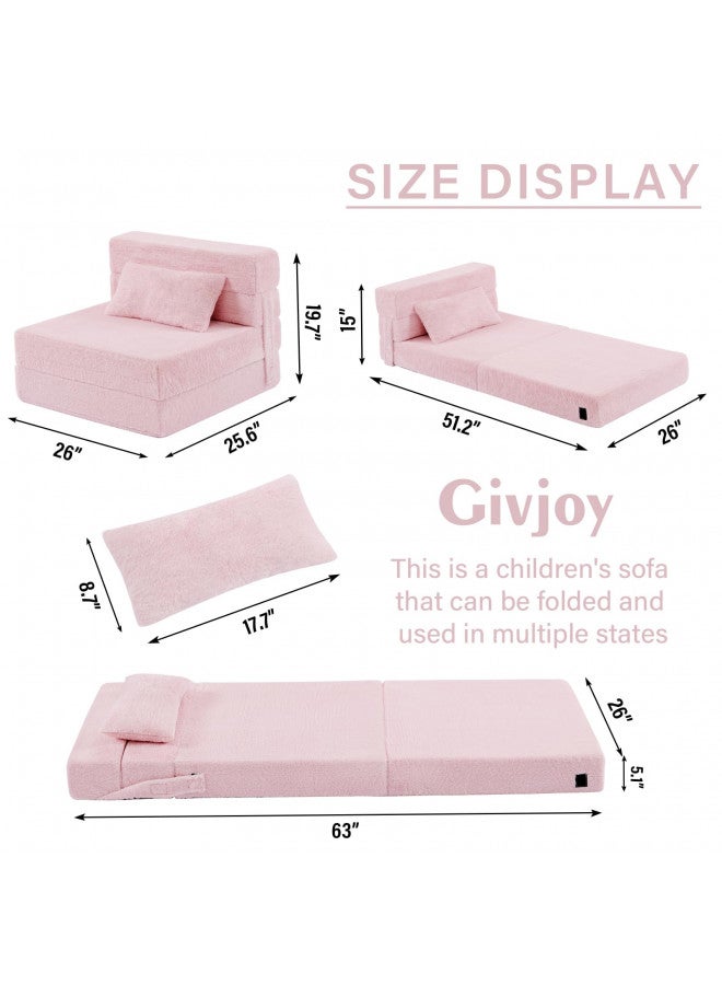 Givjoy Givjoy Folding Sofa Bed Floor Mattress for Kids with Pillow, Toddler Washable Folding Floor Nap Mat for Sleeping Daycare, Child Fold Up Sofa Futon Folding Chair Bed with Storage Bag for Children  - Image 3