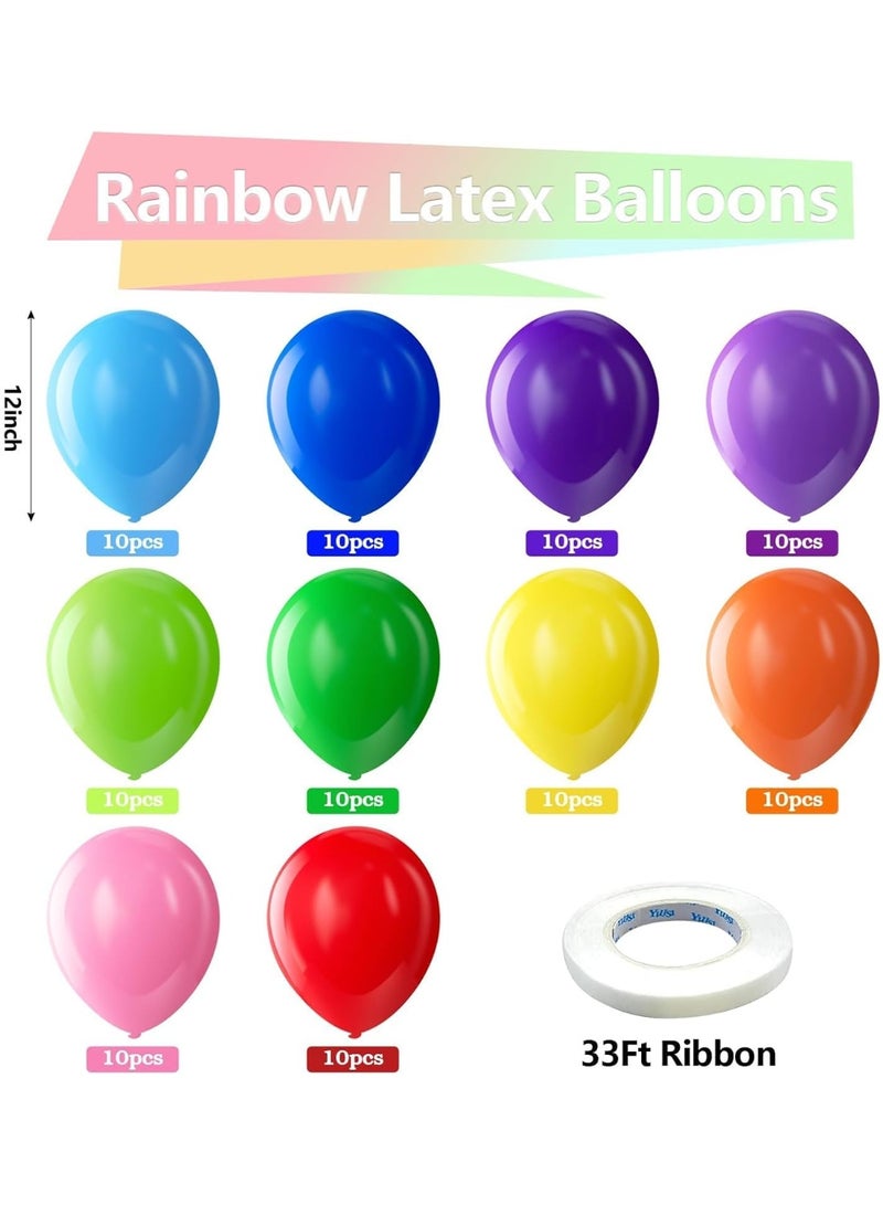 Assorted Rainbow Latex Balloons, 100 Pack 12 inch Round Helium Bright Color Balloons for Birthday Bridal Shower Wedding Party Decorations - Image 2