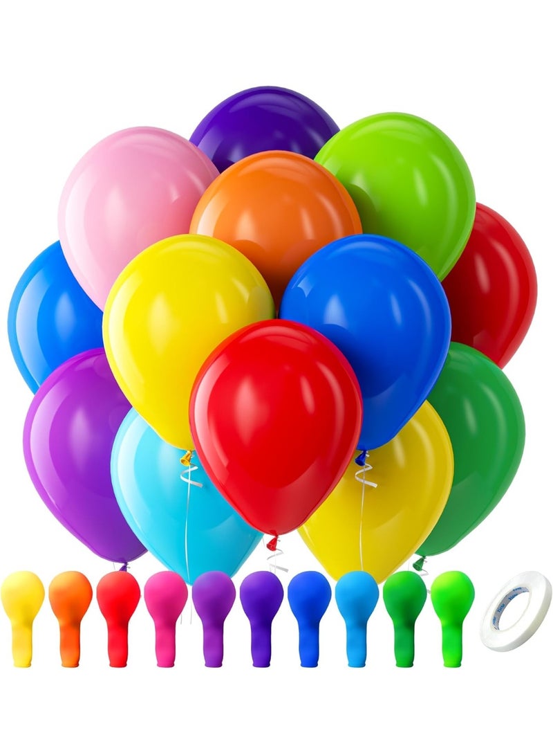 Assorted Rainbow Latex Balloons, 100 Pack 12 inch Round Helium Bright Color Balloons for Birthday Bridal Shower Wedding Party Decorations - Image 1