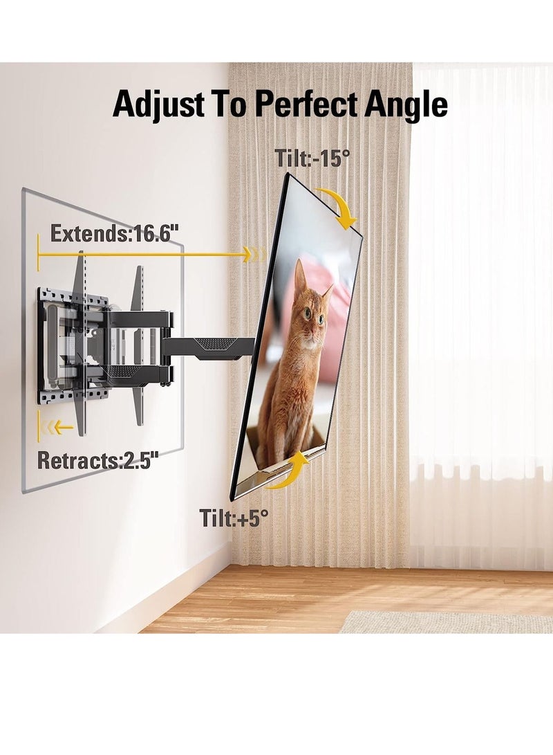 TV Wall Mount for Most TV, Full Motion TV Mount with Swivel and Tilt, TV Bracket with Articulating Dual Arms - Image 2