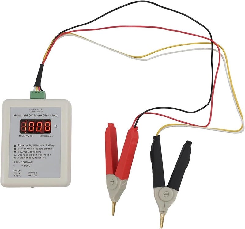 Large Clip 20R Handheld DC Milliohm Meter Four Wire Kelvin Tester For Transformer Coil Motor Winding - Image 2