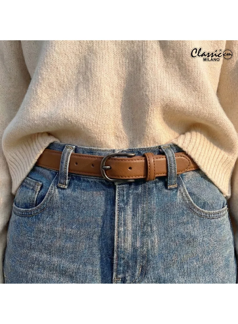 Classic Milano Classic Milano Women's Belt with Gift Box; Faux Leather Ladies Belt for Dresses, Jeans & Gowns; Stylish Womens Belt; Adjustable Girls Belt; Belt for Women | Full Length: 110 CM (Free Size - Fits up to the waist of 40 Inches / 100 CM)