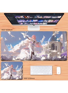 No Overlock Honkai Impact 3 Mouse Pad Extra Large Animation Kiana Dem Lisa Alicia Two-Dimensional Notebook-Color:60x30cm Thickness 3mm-Pattern:White Pigeon