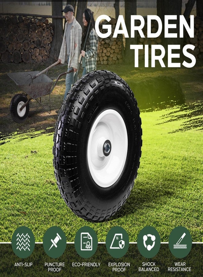 Taifa 2 PCS 13 Inch Solid Flat Free Replacement Tires and Wheels 4.00-6 with 5/8'' Bearing and 2.17'' Offset Hub, Air Less Wheel for Wheelbarrow/Wagon/Hand Truck/Trolley/Garden Scooter etc. - Image 4