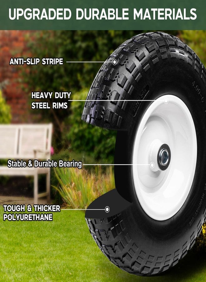 Taifa 2 PCS 13 Inch Solid Flat Free Replacement Tires and Wheels 4.00-6 with 5/8'' Bearing and 2.17'' Offset Hub, Air Less Wheel for Wheelbarrow/Wagon/Hand Truck/Trolley/Garden Scooter etc. - Image 3