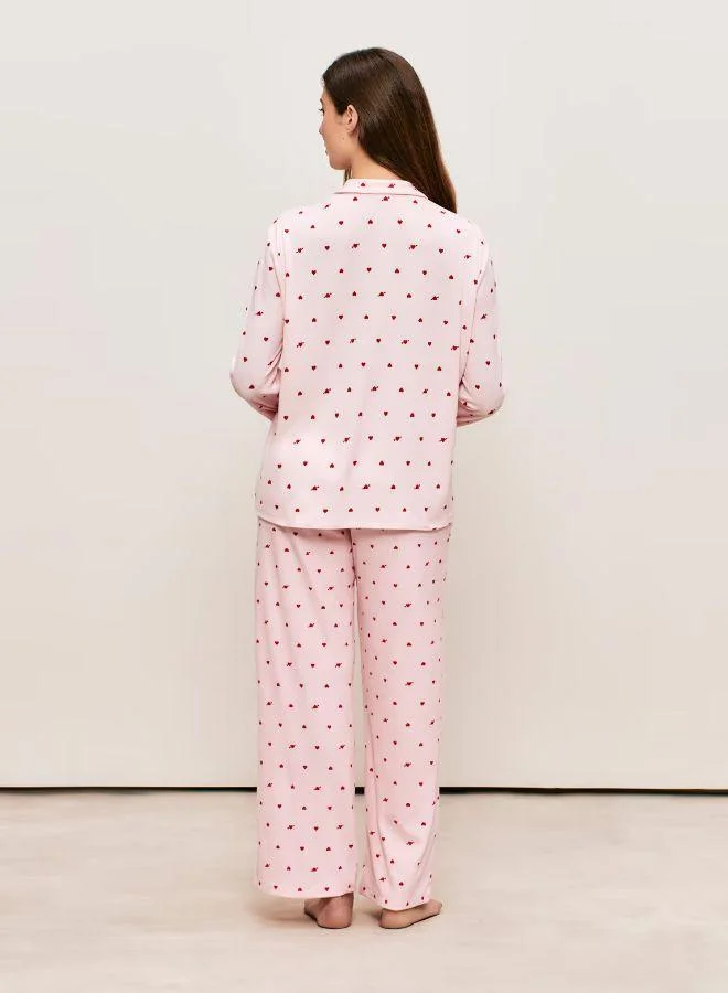 UNDIZ Ribbed jersey shirt with heart pattern