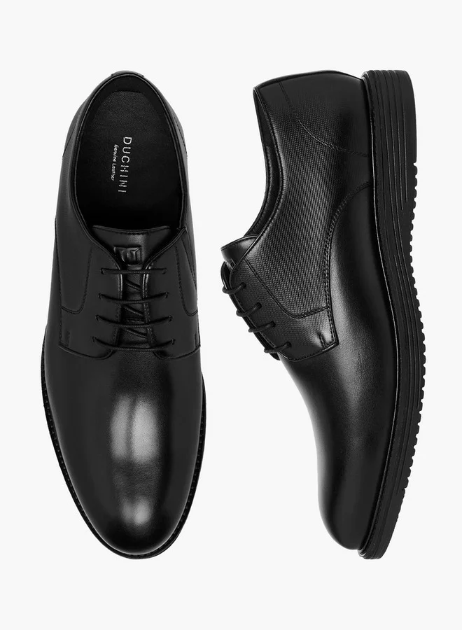 دوتشيني Men's Solid Lace-Up Derby Shoes