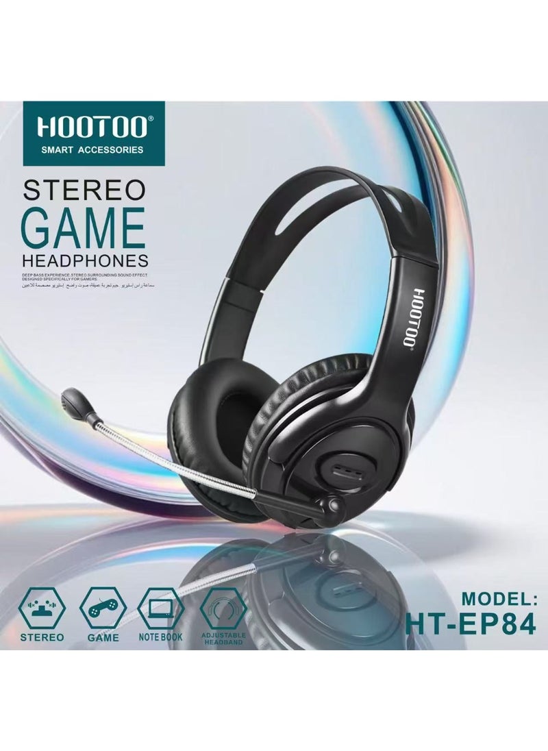 HooToo A gaming headset designed for gaming enthusiasts. Sony headphones with high-quality stereo sound. Gamer headset with a microphone sensitivity of 52±2 dB. Wired headset that delivers clear and pure sound. Gaming headphones equipped with an AUX port. Sony headset with a foldable headband design. Gaming headset designed by the brand HOOTOO, model HT-EP84.  - Image 2