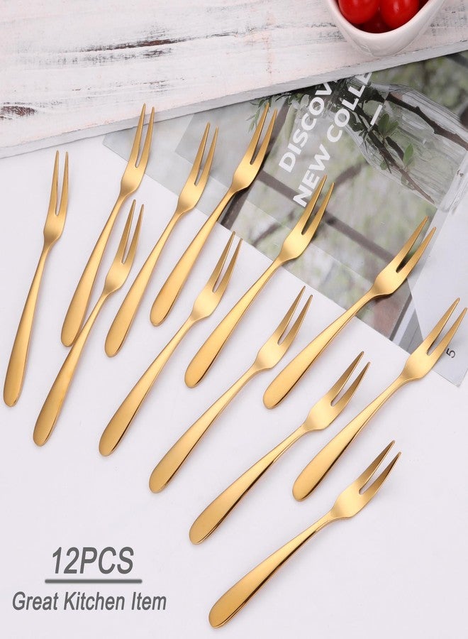 Mafier 5.51-inch Gold Fruit Forks For Charcuterie Board Service,18/10 Stainless Steel Dessert Tasting Mini Cocktail Appetizer Forks,Dishwasher Safe (Set of 12) - Image 3