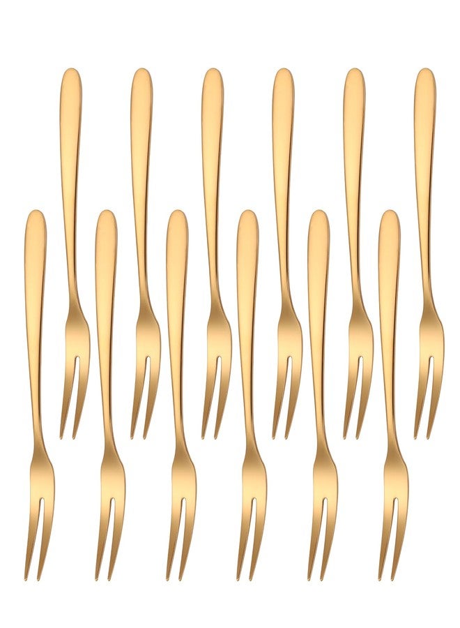 Mafier 5.51-inch Gold Fruit Forks For Charcuterie Board Service,18/10 Stainless Steel Dessert Tasting Mini Cocktail Appetizer Forks,Dishwasher Safe (Set of 12) - Image 1
