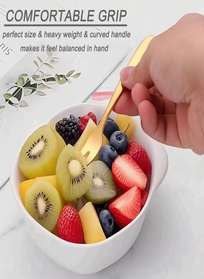 Mafier 5.51-inch Gold Fruit Forks For Charcuterie Board Service,18/10 Stainless Steel Dessert Tasting Mini Cocktail Appetizer Forks,Dishwasher Safe (Set of 12) - Image 5