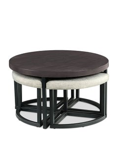 AtoZ Furniture Carloz Cross Legs Coffee Table with Stools in Black Color 
