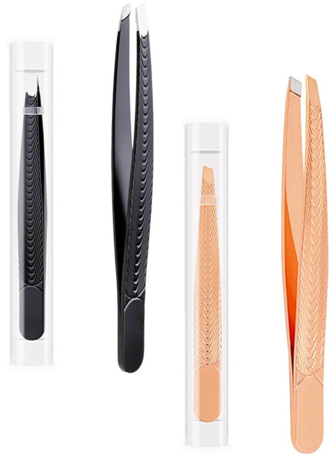 Precision Tweezer for Facial Hair Removal Fine Tip Stainless Steel Tool for Eyebrow Grooming Splinter Grasping Beauty Care Set of 2 - Image 1