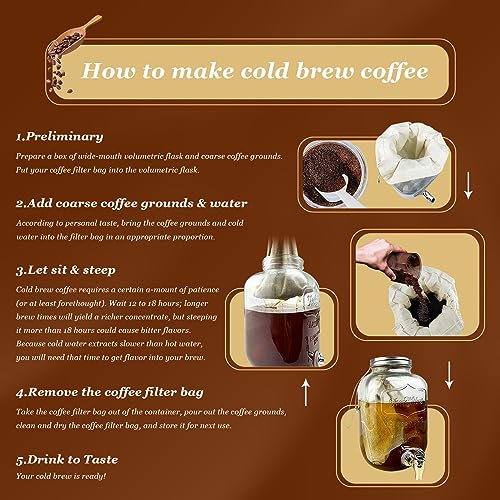 GRONGU Cold Brew Coffee Filter Bag Compatible with Toddy Cold Brew System, Large 12in x 11in Organic Cotton Reusable Coffee Filter with Easy Open Drawstring Fits for Mason Jars, Pitchers, 1 Pack - Image 5