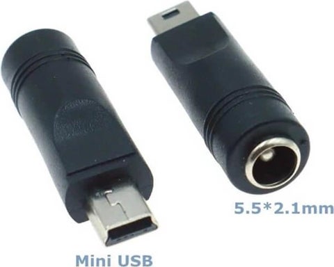 - 5 Pin Mini USB Male To Dc 5.5*2.1mm Female Socket Converter - Power Adapter Plug Converter