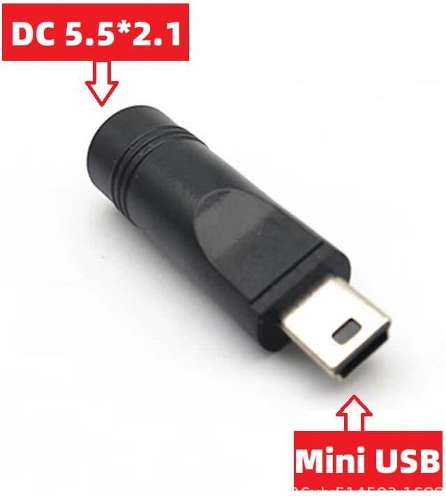 - 5 Pin Mini USB Male To Dc 5.5*2.1mm Female Socket Converter - Power Adapter Plug Converter