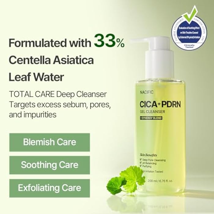 NACIFIC Cica PDRN Gel Cleanser 6.76 fl oz 200ml, Centella Asiatica, Low pH Deep Pore Cleanser for Sensitive Skin, Soothing, Purifying Korean Face Wash, Stocking Stuffers, Christmas Gifts for Women - Image 2