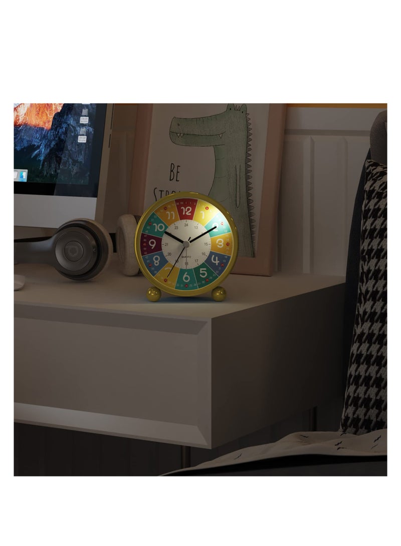 SYOSI Children's Alarm Clock, Silent Alarm Clocks with Night Light, 3 Inch Cartoon Alarm Clock, Children's Sleep Trainer Clock, Battery Operated Alarm Clock for Children's Bedroom  - Image 5