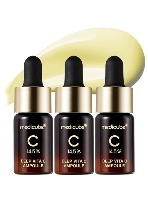 Medicube Medicube Deep Vita C Serum 2.0 || 14.5% Pure Vitamin C reduce the appearance of hyperpigmentation, dark spots, and blemishes | 16 self-tests complete | Korean skincare (10g * 3 bottles) 