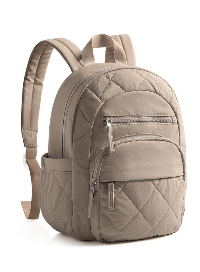 Smasrob Women Mini Backpack with RFID Blocking Pocket, Small Puffer Backpack Purse, Lightweight Quilted Backpack for Work, College or Travel, Camel - Image 1