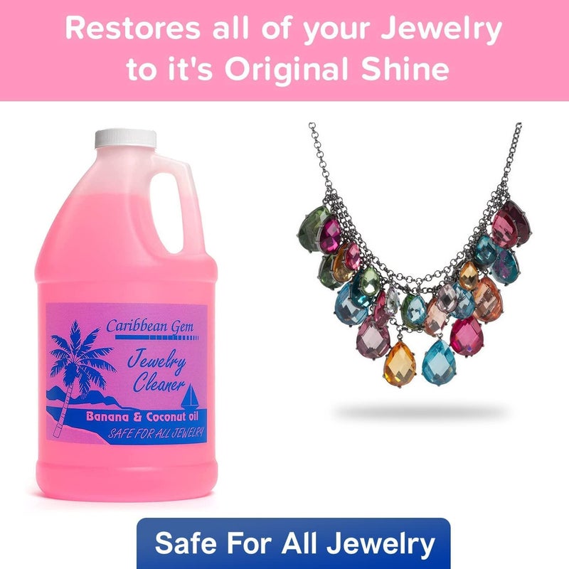 Caribbean Gem Banana & Coconut Oil Jewelry Cleaner (1/2 Gallon Refill) - Jewelry Cleaning Solution Gallon for All Gold, Silver, Diamonds, Rings, Gems & Precious Stones - Image 2