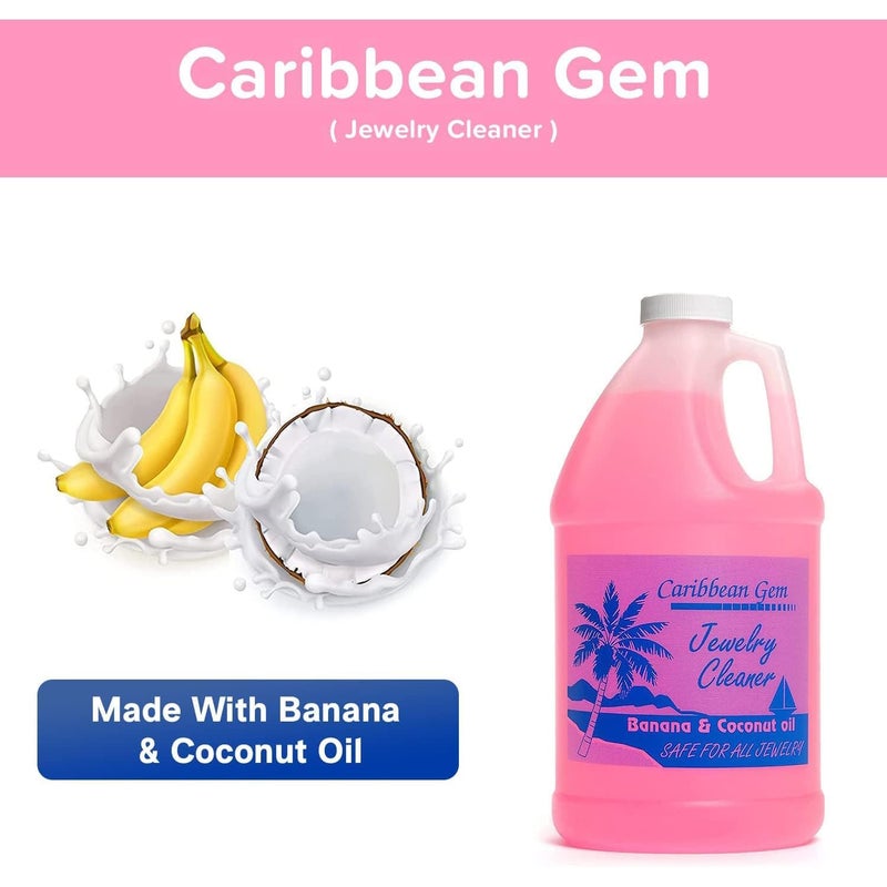 Caribbean Gem Banana & Coconut Oil Jewelry Cleaner (1/2 Gallon Refill) - Jewelry Cleaning Solution Gallon for All Gold, Silver, Diamonds, Rings, Gems & Precious Stones - Image 3