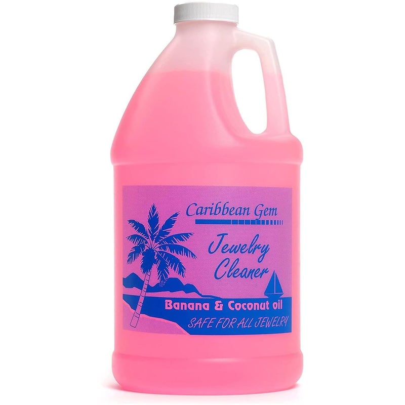 Caribbean Gem Banana & Coconut Oil Jewelry Cleaner (1/2 Gallon Refill) - Jewelry Cleaning Solution Gallon for All Gold, Silver, Diamonds, Rings, Gems & Precious Stones - Image 1