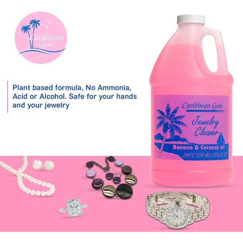 Caribbean Gem Banana & Coconut Oil Jewelry Cleaner (1/2 Gallon Refill) - Jewelry Cleaning Solution Gallon for All Gold, Silver, Diamonds, Rings, Gems & Precious Stones - Image 4