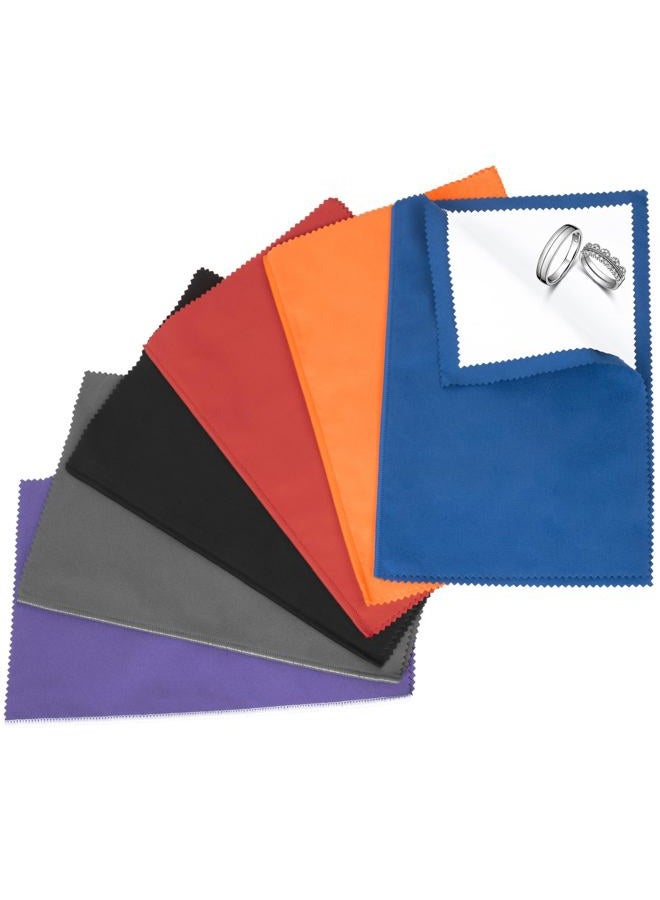 Builimeer 6 PCS Jewelry Polishing Cloths, 10x12 Inch Soft Pure Cotton Polishing Cloths for Cleaning Gold, Silver, Platinum, Diamond, Stainless Steel, Keeps Clean and Shiny (6 Dark Colors) - Image 1