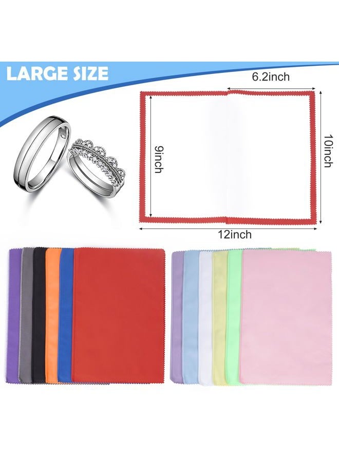 Builimeer 6 PCS Jewelry Polishing Cloths, 10x12 Inch Soft Pure Cotton Polishing Cloths for Cleaning Gold, Silver, Platinum, Diamond, Stainless Steel, Keeps Clean and Shiny (6 Dark Colors) - Image 2