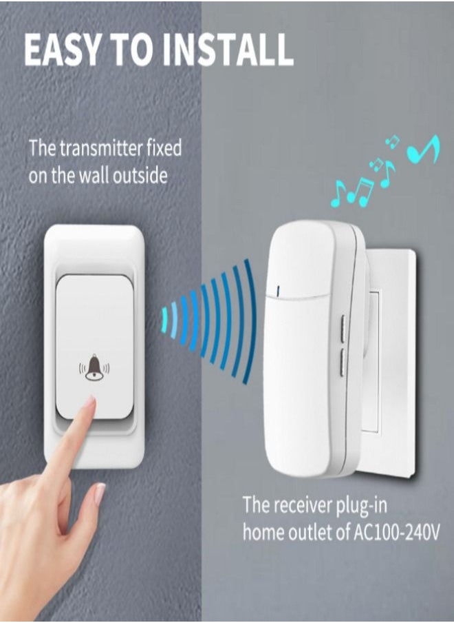 Lezonic Doorbell Wireless Without Battery Waterproof Self-Powered UK Plug  - Image 2