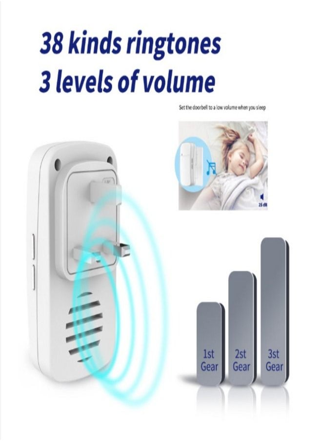 Lezonic Doorbell Wireless Without Battery Waterproof Self-Powered UK Plug  - Image 3