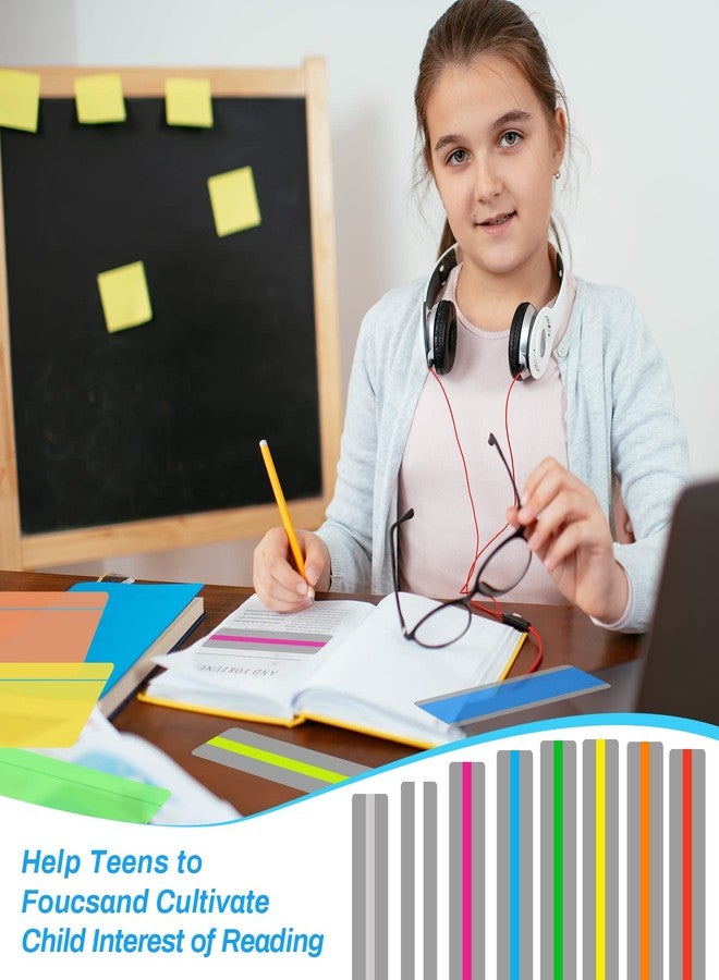 WIWAPLEX 48-Piece Guided Reading Strips - 3-Style Highlighter Strips & 8-Colored Reading Overlays with Transparent Highlighter Stick Tabs & Bookmark for Dyslexia - Image 5