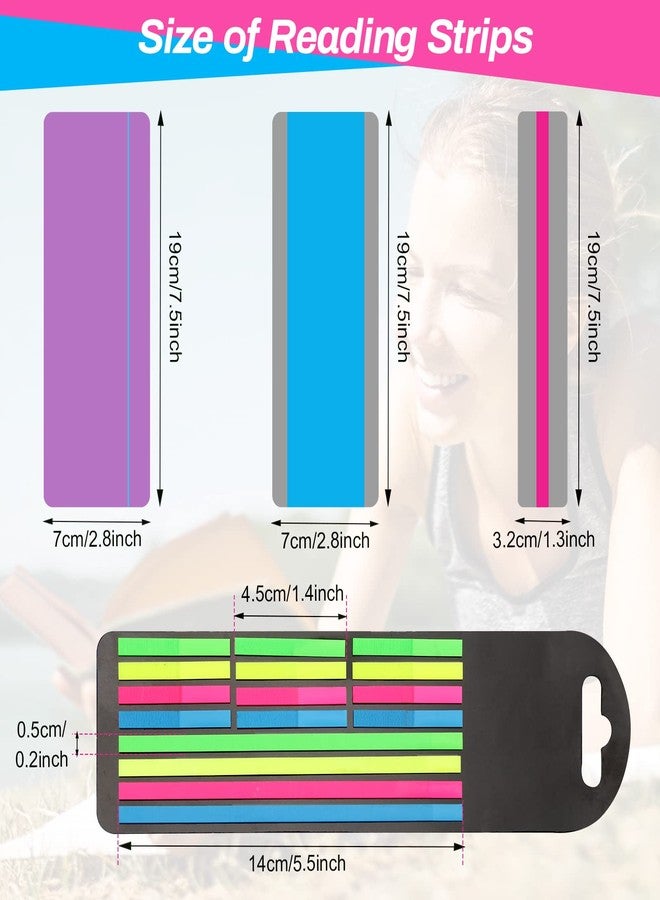 WIWAPLEX 48-Piece Guided Reading Strips - 3-Style Highlighter Strips & 8-Colored Reading Overlays with Transparent Highlighter Stick Tabs & Bookmark for Dyslexia - Image 2