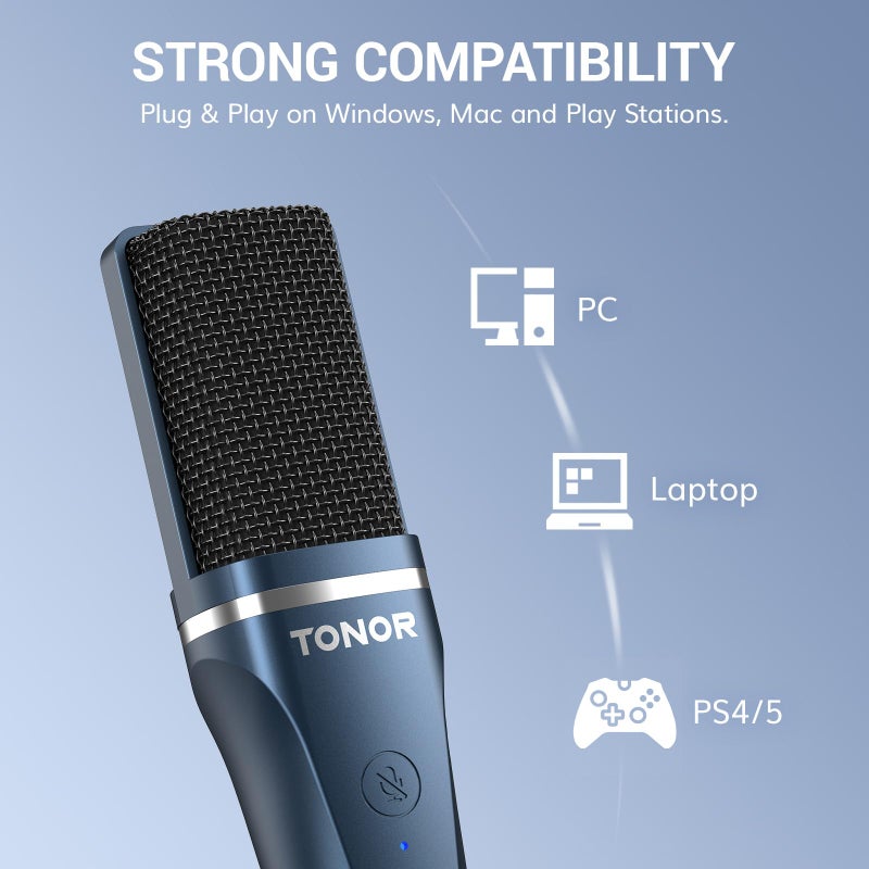 TONOR TC-777 Podcast Microphone, USB Computer Microphone, Cardioid Condenser PC Mic with Tripod Stand and Pop Filter for Podcasting, Streaming, Vocal Recording, Compatible with PC & Laptop, PS4/5 - Image 5