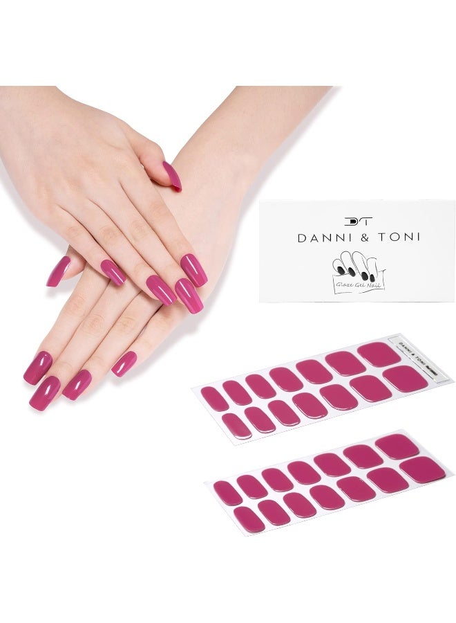 DANNI & TONI Semi Cured Gel Nail Strips (Chinese Rose) Red Gel Nail Stickers/Wraps 28 Stickers - Image 1