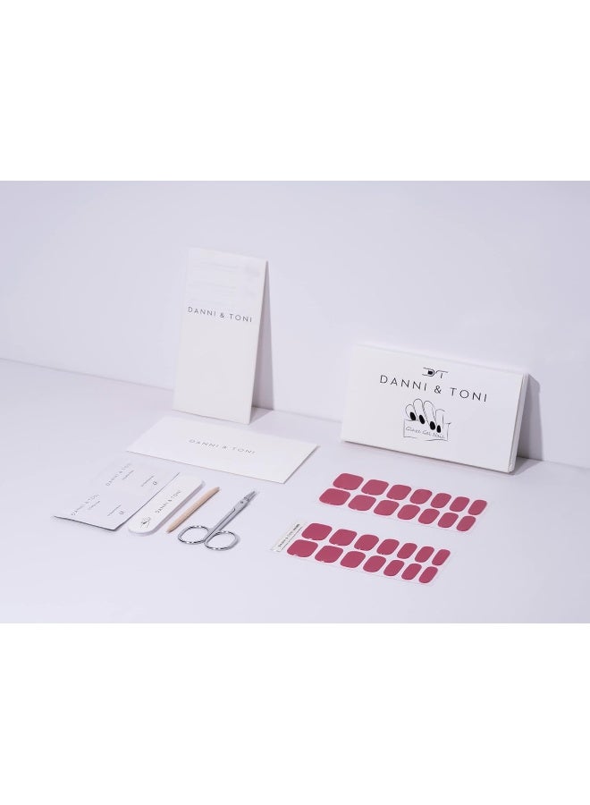 DANNI & TONI Semi Cured Gel Nail Strips (Chinese Rose) Red Gel Nail Stickers/Wraps 28 Stickers - Image 5